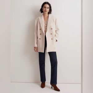 Madewell Italian Wool Oversized Coat Tuxedo Blazer Sz 0 Ecru NWOT